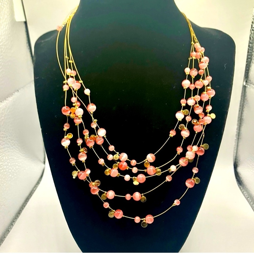 Dainty pink beaded necklace